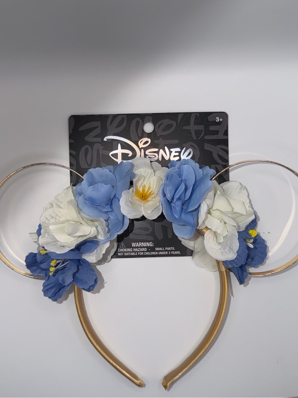 Disney Blue, White & Gold Floral Minnie Ears